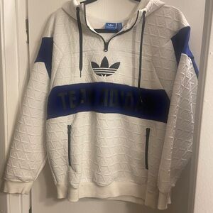 Adidas Men's Zip-Up Sweater in White and Blue
